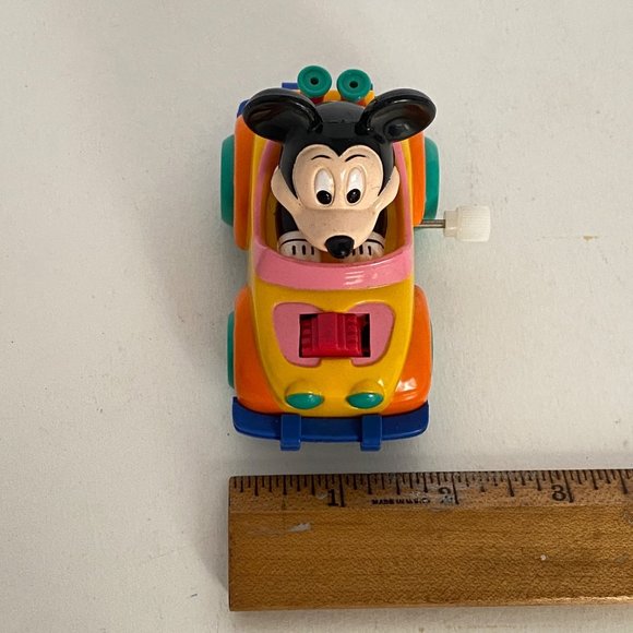 Disney Mickey Mouse Yellow Racer Car Windup Toy - Picture 13 of 13